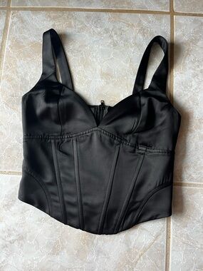 Jason Wu Black Structured Bustier Crop Top